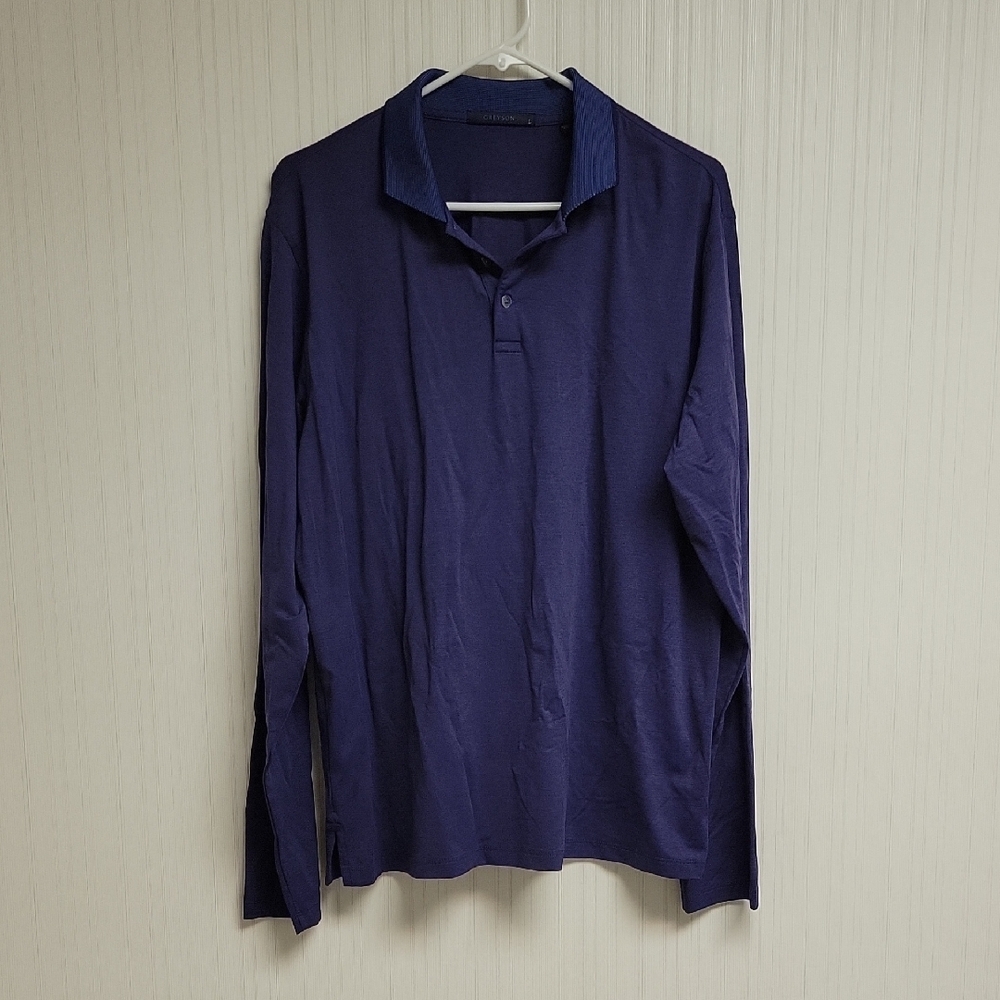 Greyson Men's Navy Blue Long Sleeve Brrr Shirt, Sz Large Golf Business